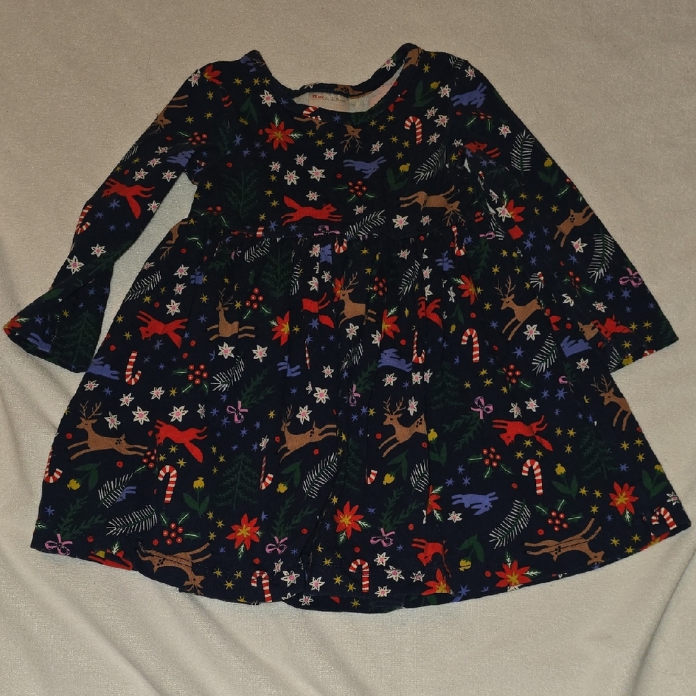 Hanna Andersson Navy Dress with Festive Print